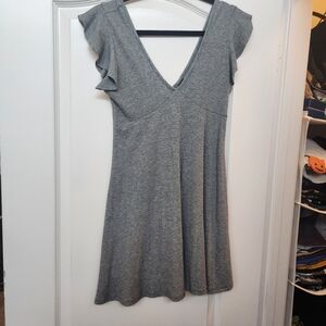 Wild Fable Heather Gray Ruffle Sleeve Mini Dress
